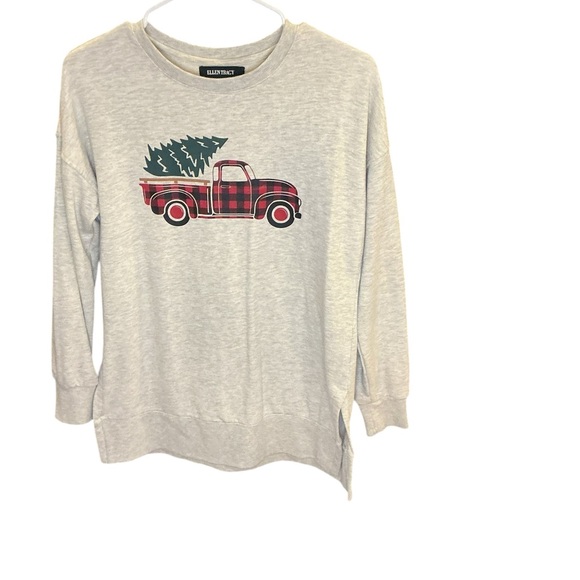 Ellen Tracy Light Gray Sweatshirt with Green Graphic - Picture 4 of 5